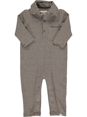 Me & Henry Kingston Polo Romper Black/Beige Stripe