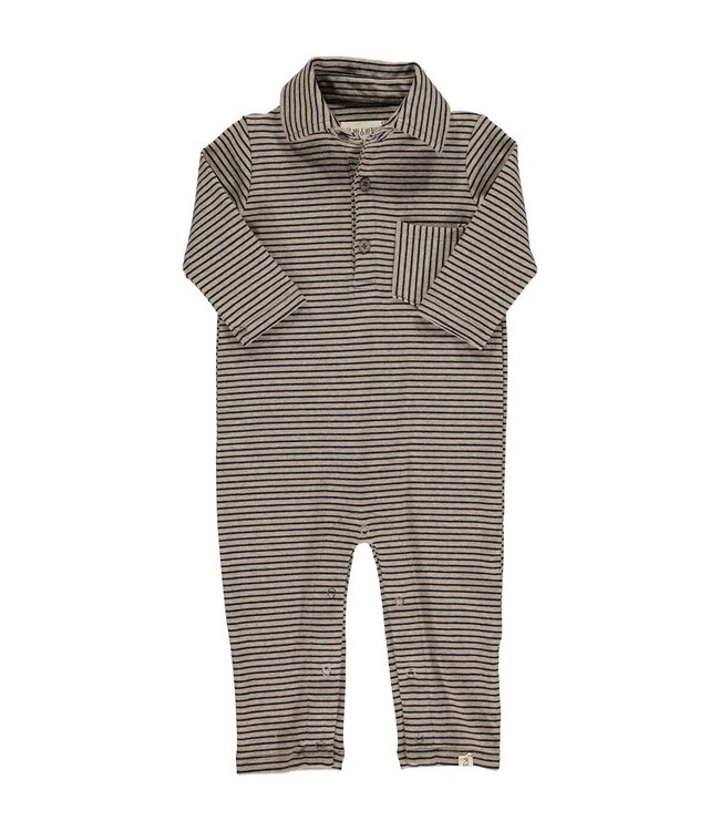 Kingston Polo Romper Black/Beige Stripe