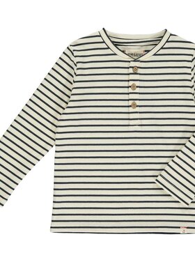 Me & Henry Adams Ribbed Henley Cream/Charcoal Stripe