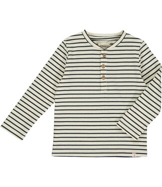 Me & Henry Adams Ribbed Henley Cream/Charcoal Stripe