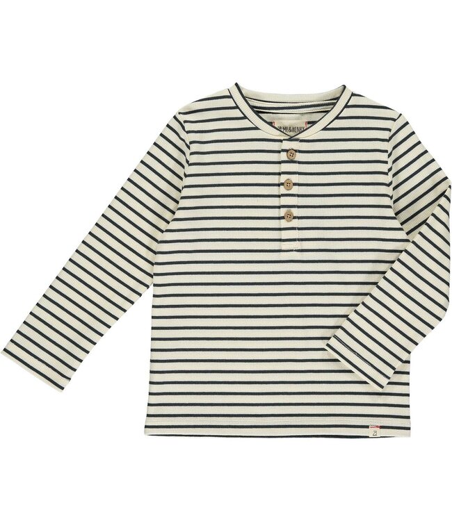 Adams Ribbed Henley Cream/Charcoal Stripe