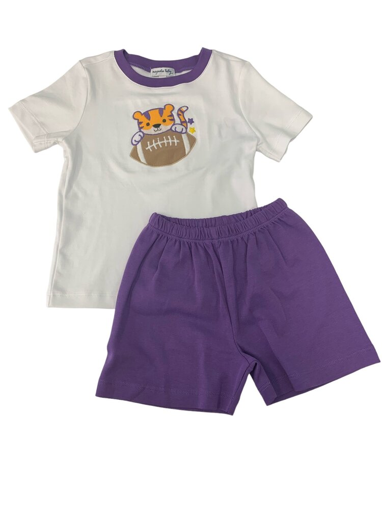 Magnolia Baby Tiger Football Applique Toddler Short Set
