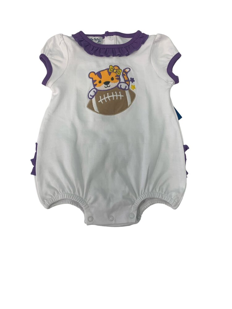 Magnolia Baby Tiger Football Applique Ruffle Flutter Bubble