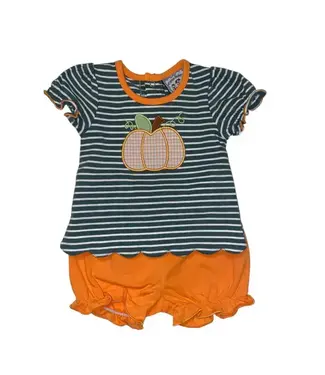 Three Sisters Pumpkin Applique Girls Bloomer Set