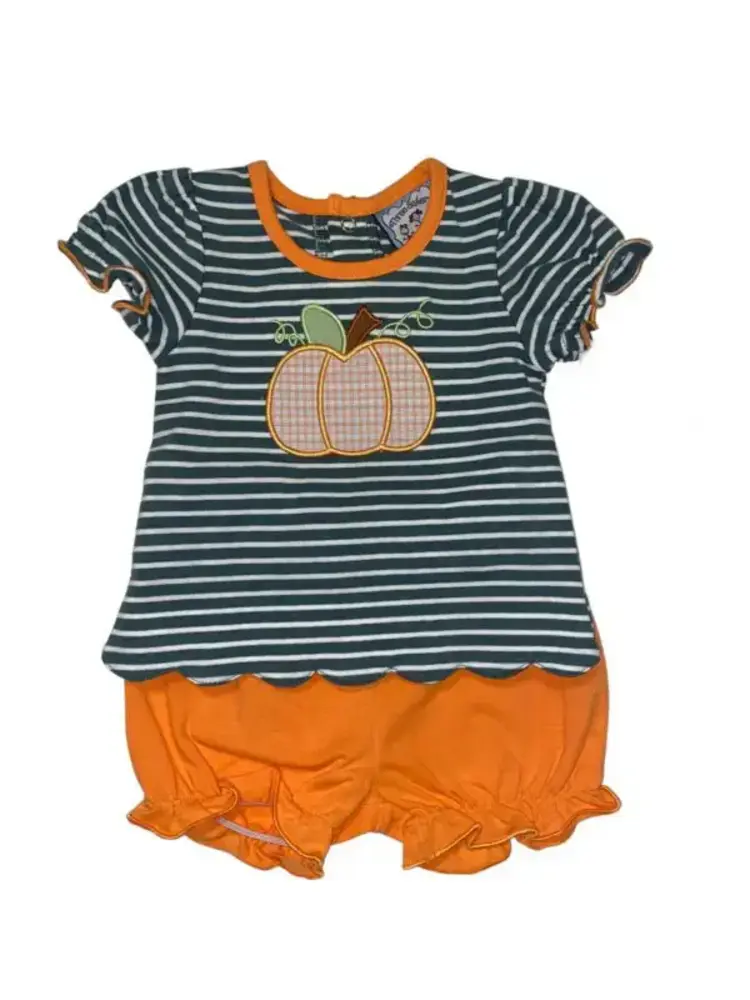 Three Sisters Pumpkin Applique Girls Bloomer Set