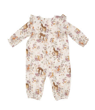Angel Dear Painted Fall Floral Ruffle Sleeve Romper