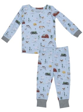 Angel Dear Big Red Barn Blue LS Loungewear Set