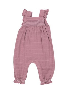 Angel Dear Fox Glove Solid Smocked Overall