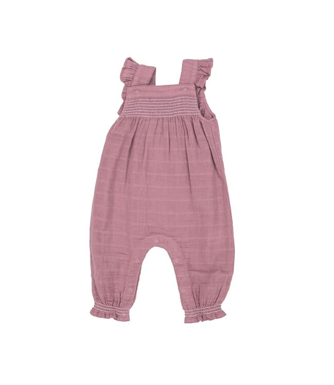 Fox Glove Solid Smocked Overall