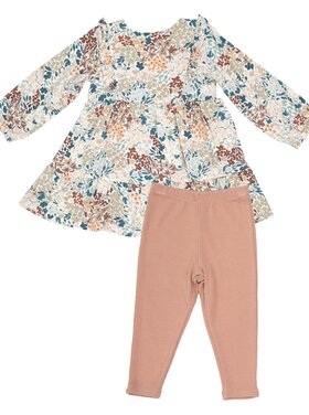 Angel Dear Painted Fall Floral Ruffle Tiered Dress and Legging