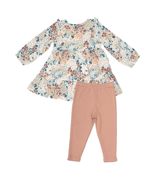 Painted Fall Floral Ruffle Tiered Dress and Legging