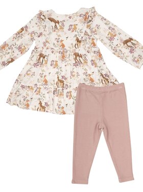 Angel Dear Pretty Woodland Ruffled Tiered Dress and Legging Set