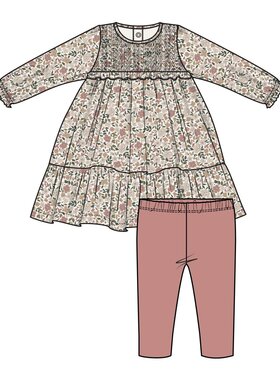 Angel Dear Natural Fall Floral Smocked Ruffle Dress and Legging