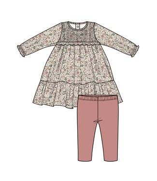 Angel Dear Natural Fall Floral Smocked Ruffle Dress and Legging
