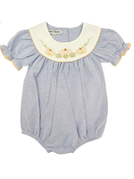 Sweet Dreams Chambray Embroidered Pumpkin Girl Bubble