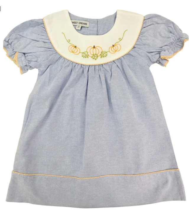 Chambray Embroidered Pumpkin Dress