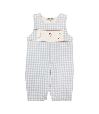 Sweet Dreams Santa & Candy Cane Blue Gingham Longall