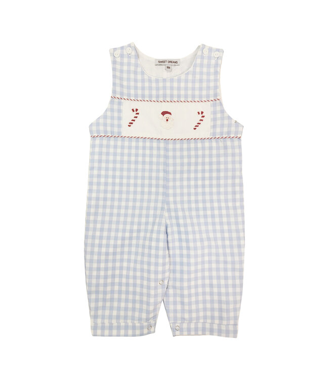 Santa & Candy Cane Blue Gingham Longall