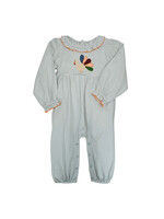 Ishtex Sage Stripe Turkey Applique Girls Romper