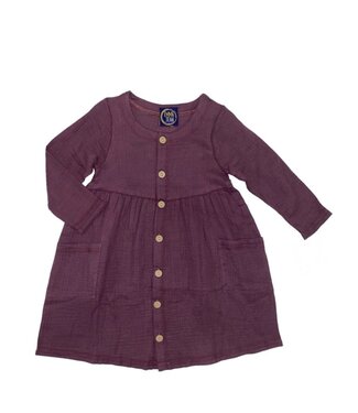 Emma Jean Skylar L/S Dress - Eggplant Muslin
