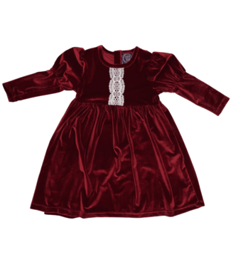 Emma Jean Leah Dress - Burgundy Velvet w/ Lace