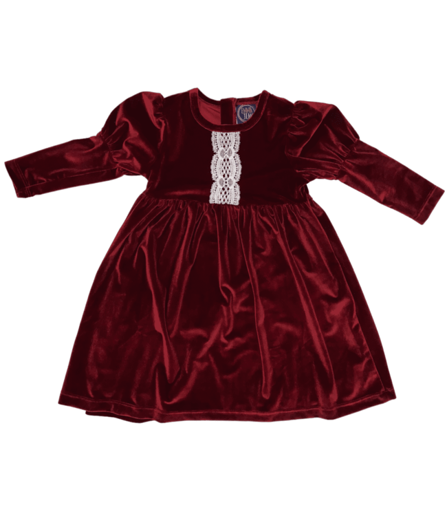 Leah Dress - Burgundy Velvet w/ Lace