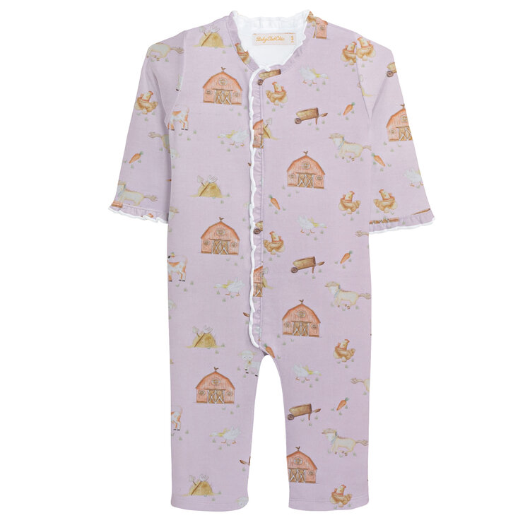 Baby Club Chic Little Farm Pink Coverall