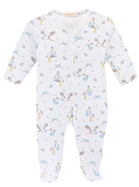 Baby Club Chic Storks Blue Zipper Footie