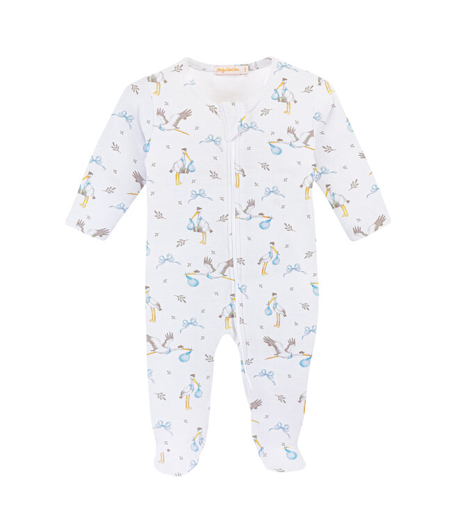 Storks Blue Zipper Footie