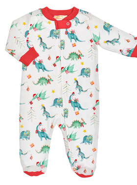 Baby Club Chic Jurassic Christmas Zipper Footie