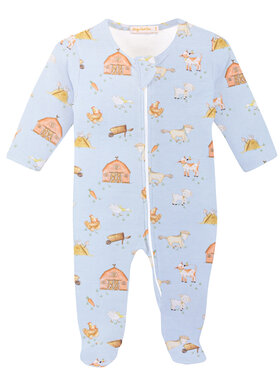 Baby Club Chic Little Farm Blue Zipped Footie
