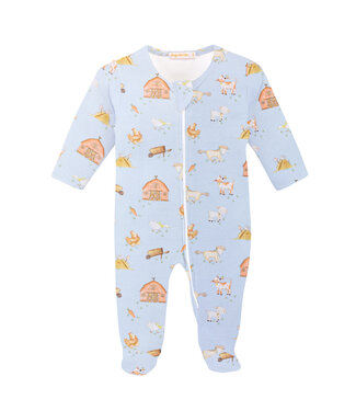 Baby Club Chic Little Farm Blue Zipped Footie