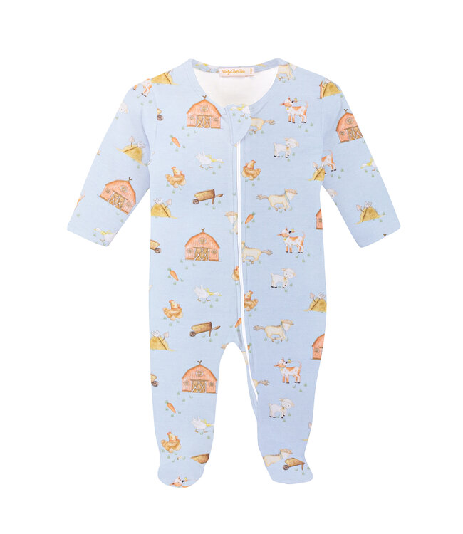 Little Farm Blue Zipped Footie