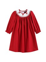 Lil Cactus Red Poplin Santa Long Sleeve Smocked Bishop Dress