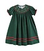 Green Christmas Mistletoe Smocked Bishop Dress