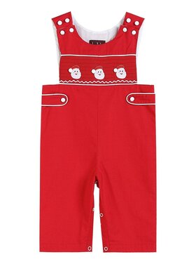 Lil Cactus Red & White Santa Smocked Overalls