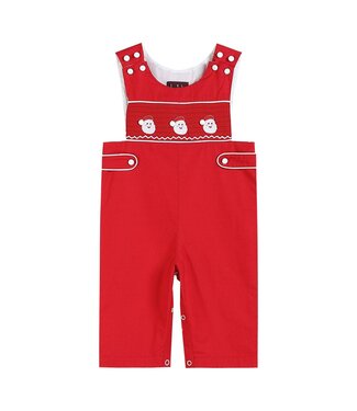 Lil Cactus Red & White Santa Smocked Overalls