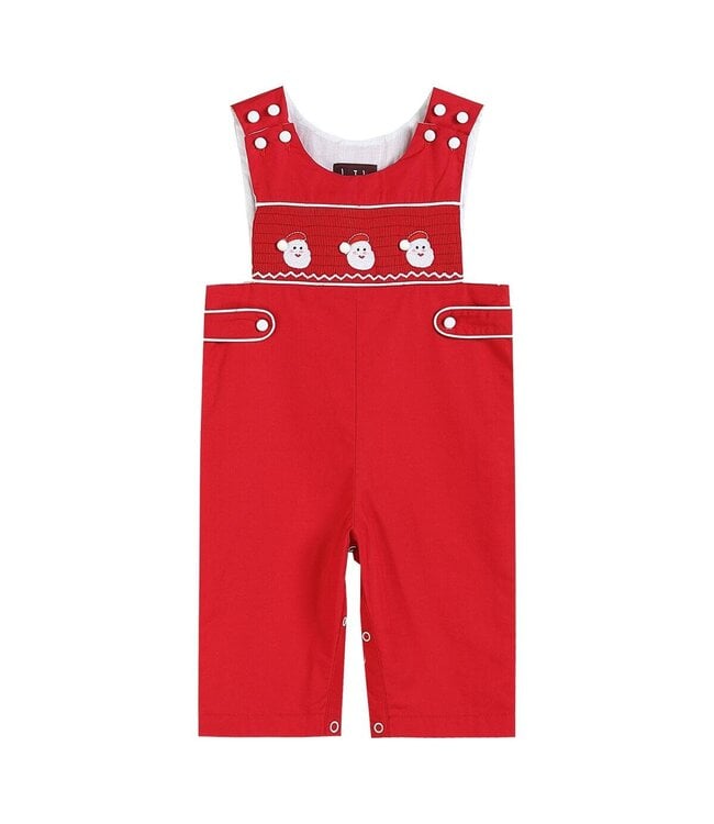 Red & White Santa Smocked Overalls