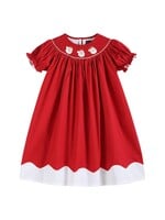 Lil Cactus Red and White Santa Smocked Bishop Dress