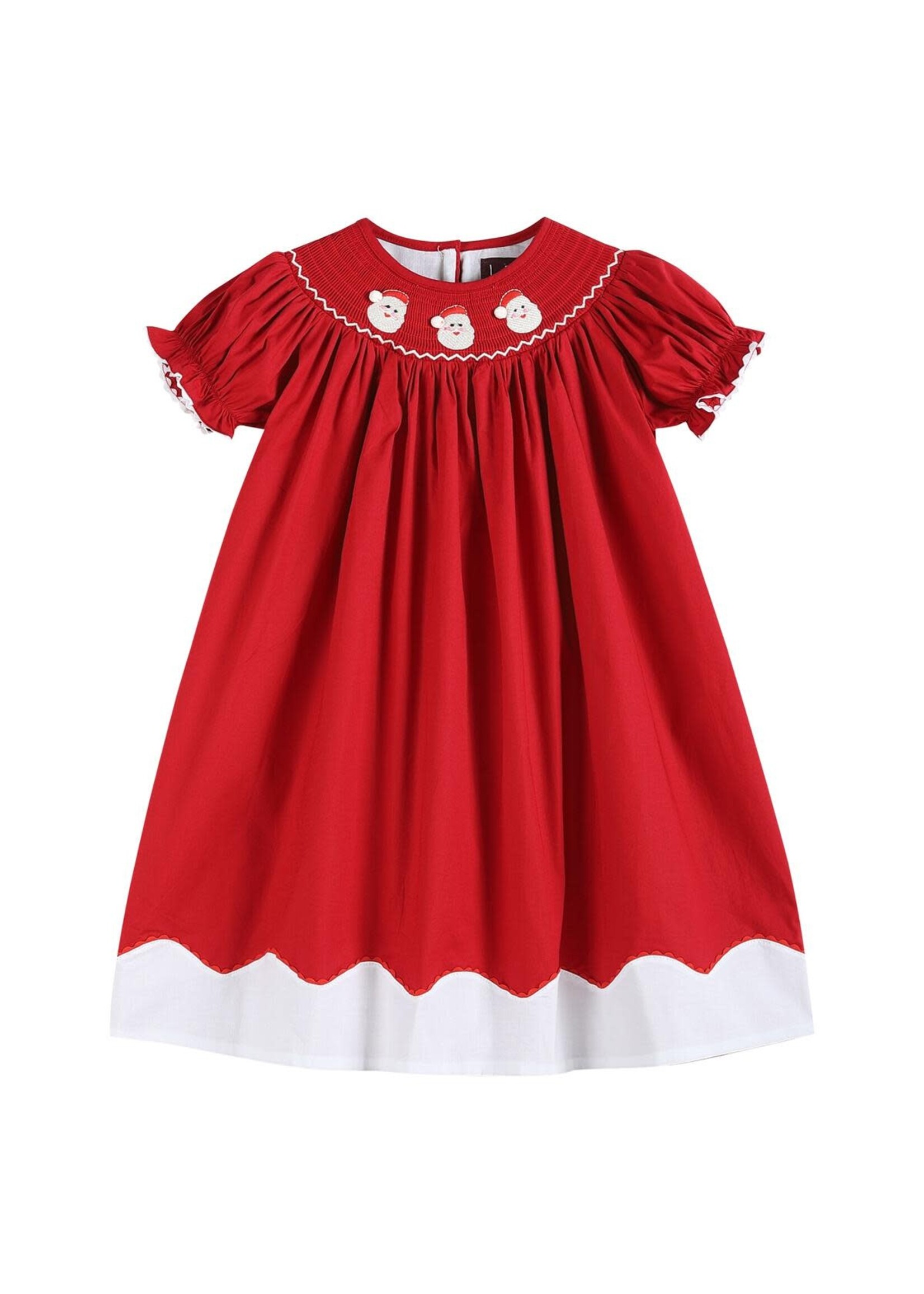 Lil Cactus Red and White Santa Smocked Bishop Dress