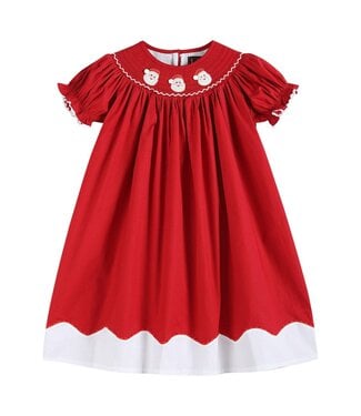 Lil Cactus Red and White Santa Smocked Bishop Dress