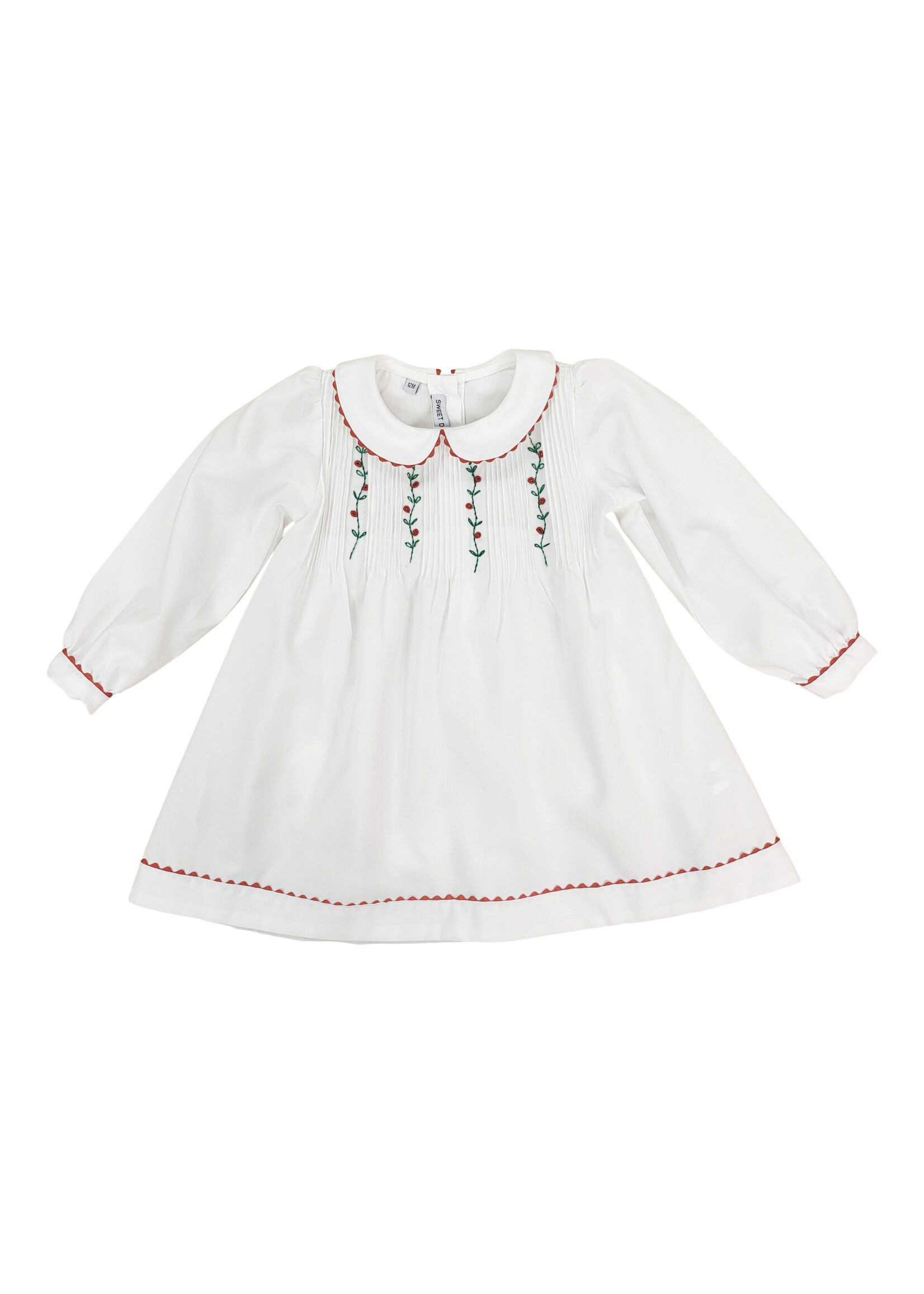 Sweet Dreams White Pleated Holiday Vines Dress