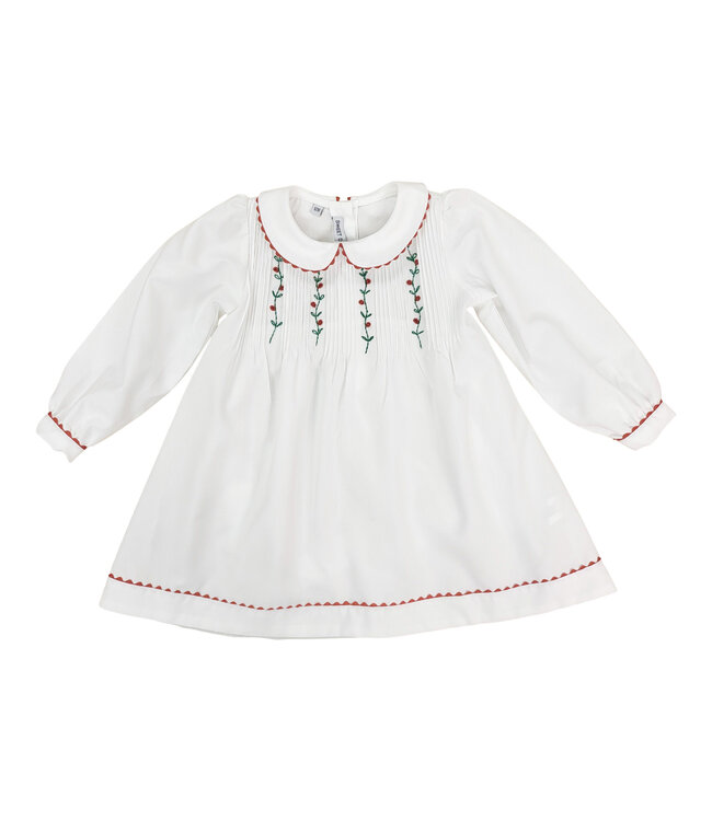 White Pleated Holiday Vines Dress