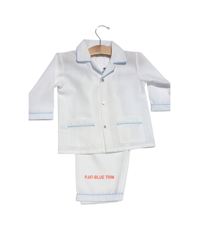 White Pajama w/ Blue Trim