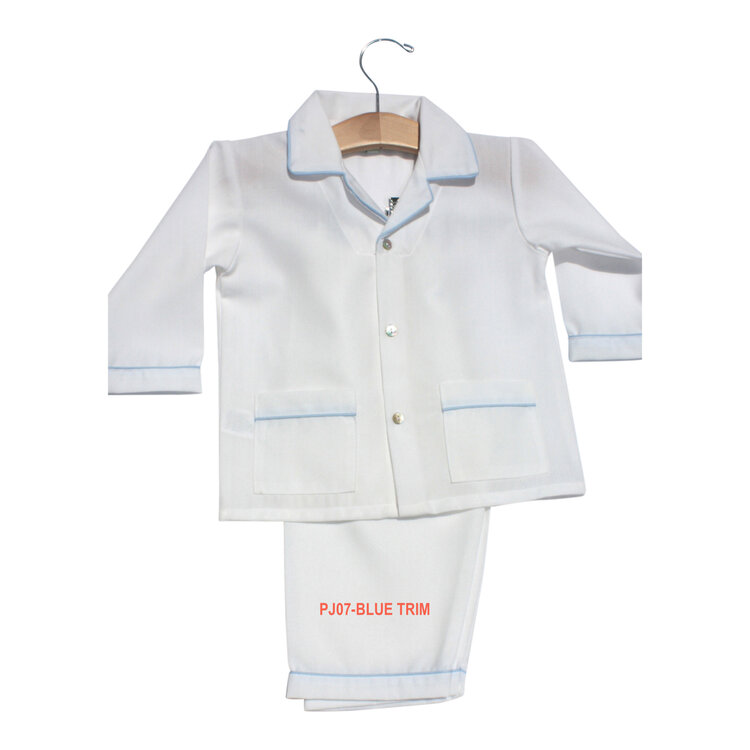 Sweet Dreams White Pajama w/ Blue Trim