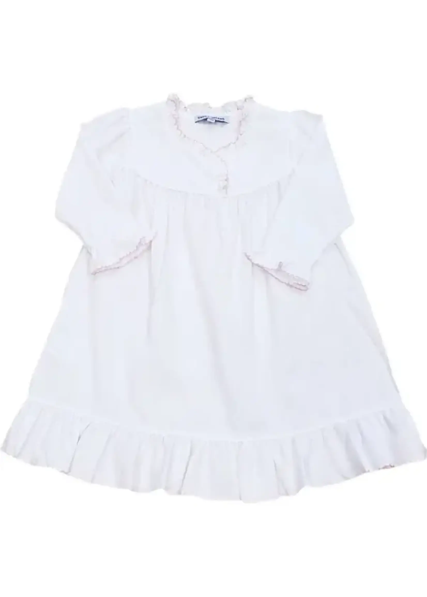 Sweet Dreams White Pleated Gown w/ Pink Picot Trim