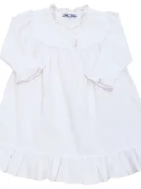 Sweet Dreams White Pleated Gown w/ Pink Picot Trim