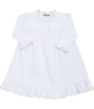 Sweet Dreams White Pleated Gown w/ Pink Picot Trim