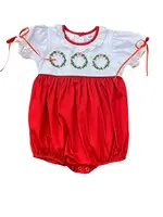 LuLu BeBe Aria - Red/White Wreath Embroidered Bubble