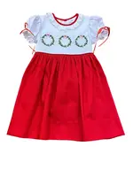 LuLu BeBe Red/White Wreath Embroidered Dress w/ Lace